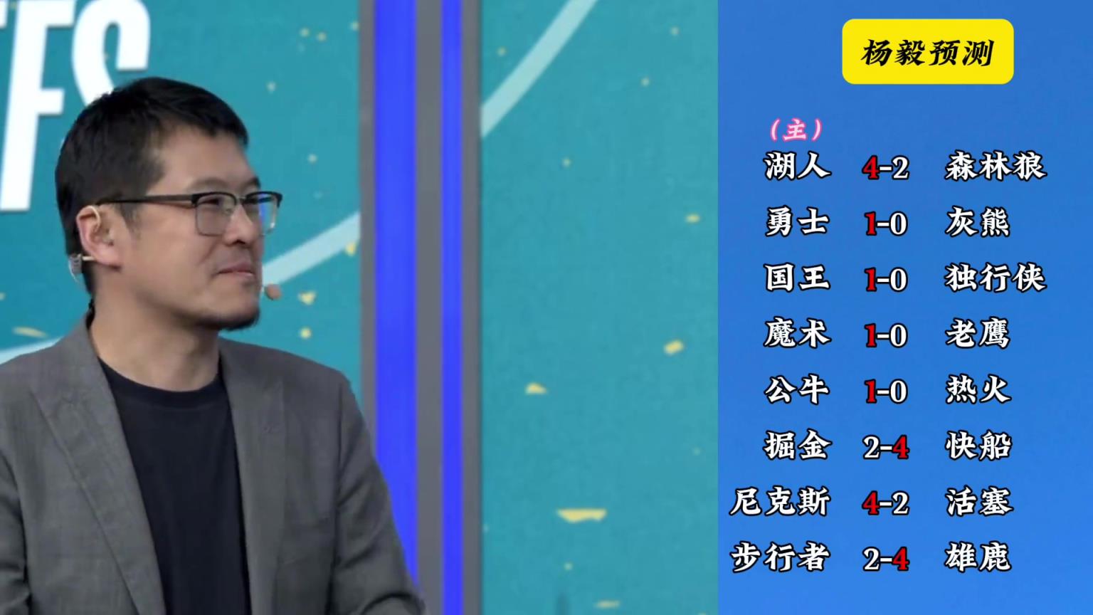 明燈來了！看看楊毅的季后賽預測：湖人4-2狼 快船4-2掘金